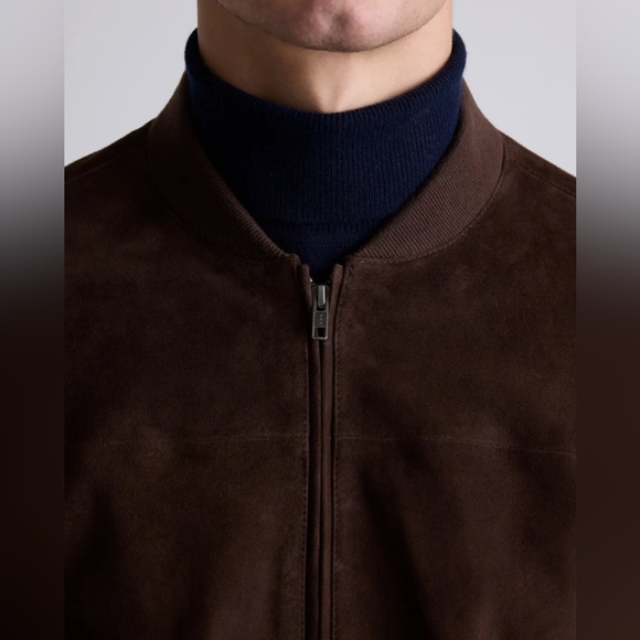 QUINCE Espresso 100% Top Grain Goat Suede Men’s Bomber Jacket NWT Size Large - Picture 3 of 13